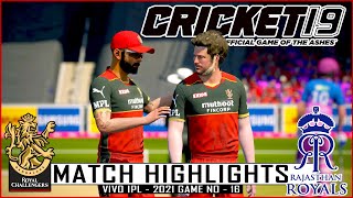 RCB vs RR - Match Highlights | Vivo IPL - 2021 Game No - 16 | Cricket 19 | #RCBvsRR
