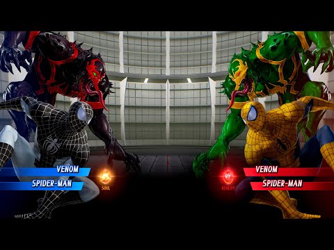 DARK VENOM & SPIDER MAN VS GREEN VENOM & YELLOW SPIDER MAN  - Marvel vs Capcom Infinite AllCostumes