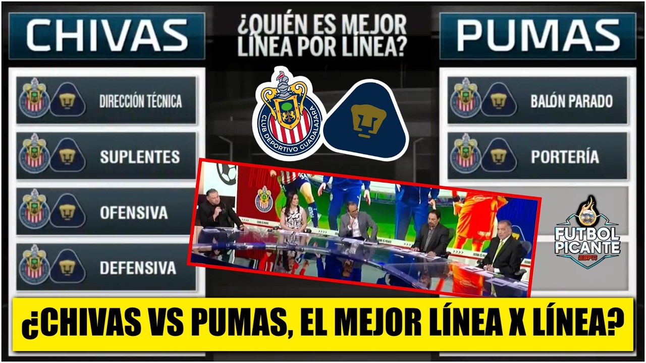 CHIVAS vs PUMAS, duelo muy parejo. Pero LÍNEA por LÍNEA está mejor el GUADALAJARA | Futbol Picante
