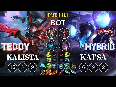 T1 Teddy Kalista vs KT HyBriD Kai'Sa Bot - KR Patch 11.1