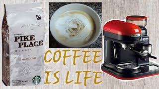 TRYING ARIETE MODERNA ESPRESSO COFFEE MACHINE l PIKE PLACE ROAST STARBUCKS COFFEE l JUST LOISY