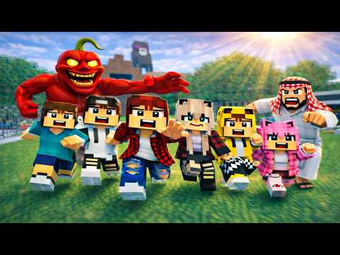 ماين كرافت لكن انقذت جيجي وعبوسي وكعبول من الوحش الأحمر المعضل 😱😨 #فلم_ماين_كرافت