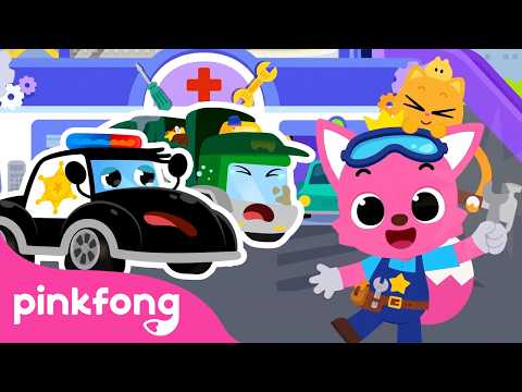 Help the Broken Police Car & Water Truck | 🚓 Car Hospital Compilation | Pinkfong Official