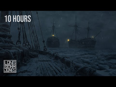 Frozen Harbor — Snowstorm Over Abandoned Ships | Howling Wind & Creaking Masts | 10 Hours