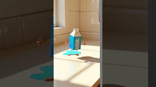 Milk Spills, Regrets, Walks Off and Back #shorts #TikTok #milk #reverse #aivideo #funny #viral #oops