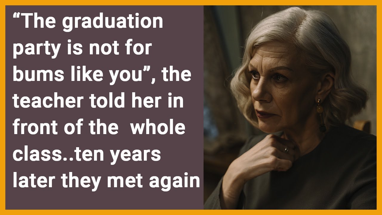 The grad party is not for bums like you, the teacher told her in front of everyone. Ten years later