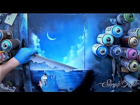 How to spray paint CLOUDS and WATER - Tutorial by Skech