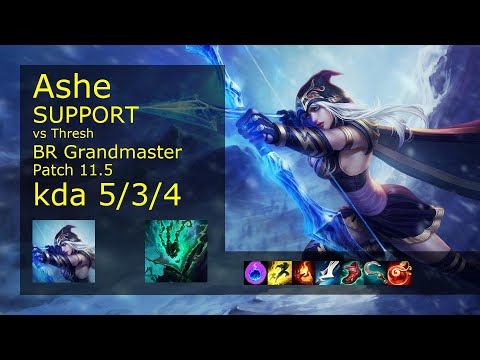 Ashe Support & Ezreal vs Thresh & Jhin - BR Grandmaster 5/3/4 Patch 11.5 Gameplay