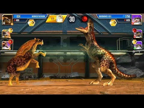 INTHERICOTHERIUM vs INDOMINUS REX - SUPER MODs (999+) PVP - JURASSIC WORLD THE GAME