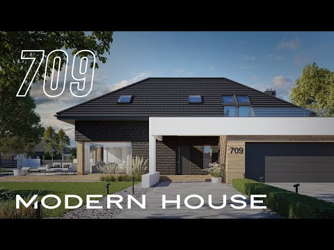 Modern House New House 709 projekt dużego domu z poddaszem