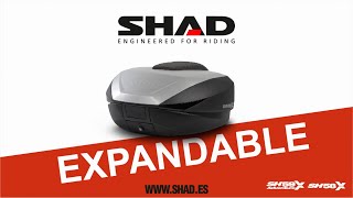 SHAD Vrchní kufr na motorku SH59X černý s hliníkovým krytem (rozšiřitelný) se zámkem PREMIUM SMART