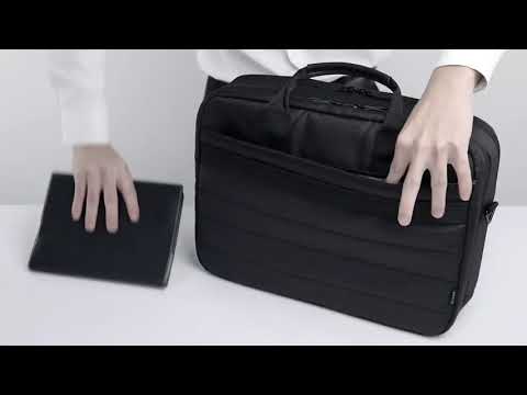 Black polyester with leather accents dell premier briefcase ...