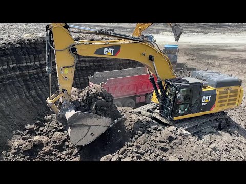 Caterpillar 352F Excavator Loading Mercedes & MAN Trucks - Ascon Ltd