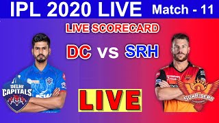 LIVE Cricket Scorecard DC vs SRH | IPL 2020 - 11th Match Last 10 Over | Delhi - Hyderabad