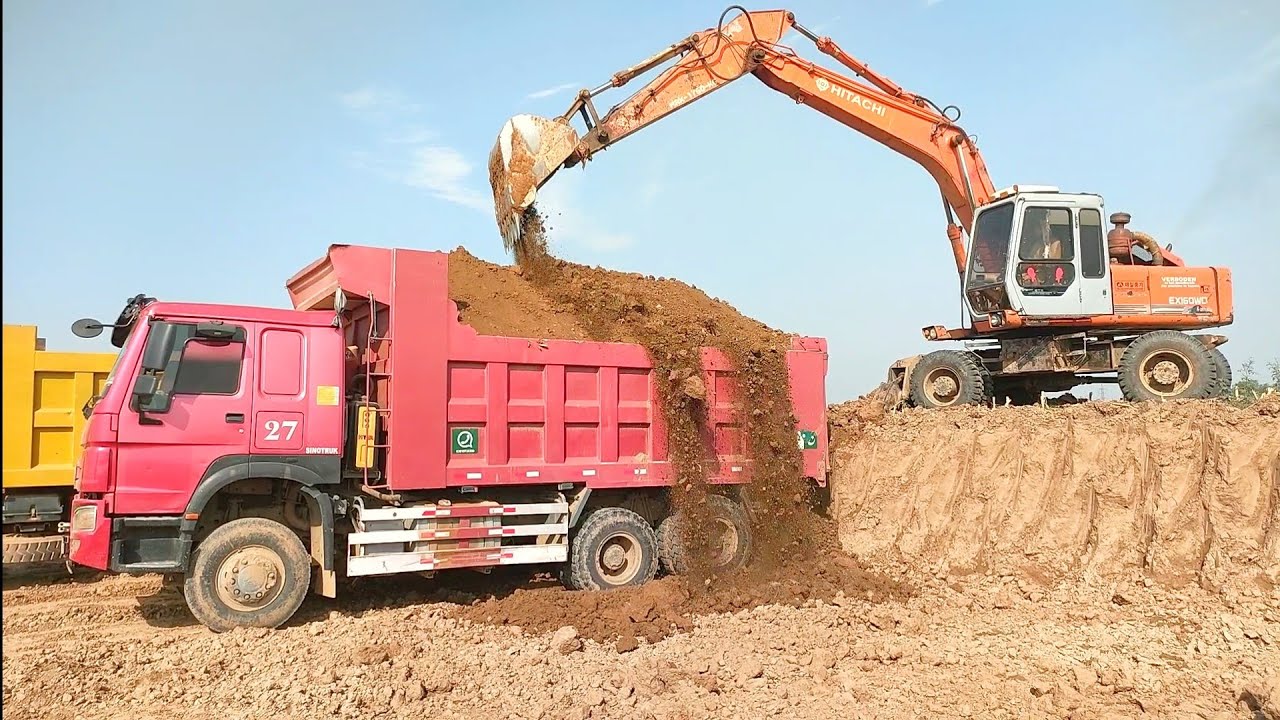 Powerful Howo Truck & Hitachi machine