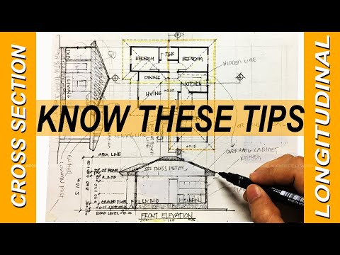 HOW TO DRAW CROSS SECTION & LONGITUDINAL SECTION OF ARCHITECTURAL DRAWINGS.