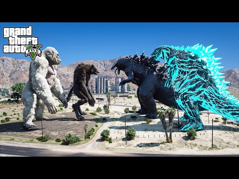 Godzilla Earth, Venom Godzilla vs George Rampage, Werewolf - Epic Fight ( GTA V  Mods )