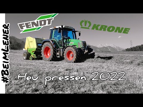 Rundballen presssen mit Fendt farmer 409 Vario und Krone KR 130s und Reifenpanne  #BeimLener