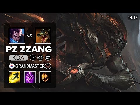 Pz ZZang Yasuo vs Renekton Mid - KR Challenger - Patch 14.17 Season 14