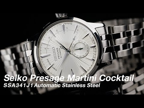 Seiko Presage SSA341J1 Cocktail Time Martini Automatic Silver Texture Dial Stainless Steel Strap-1