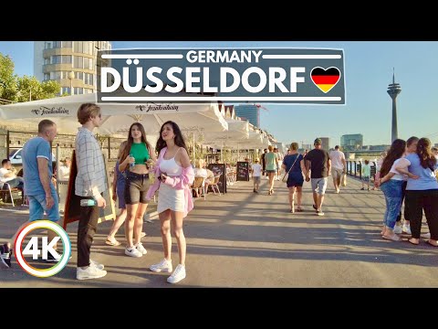 Düsseldorf, Alemanha, caminhada quente de verão, agosto de 2022, 34°C, 4K 60FPS