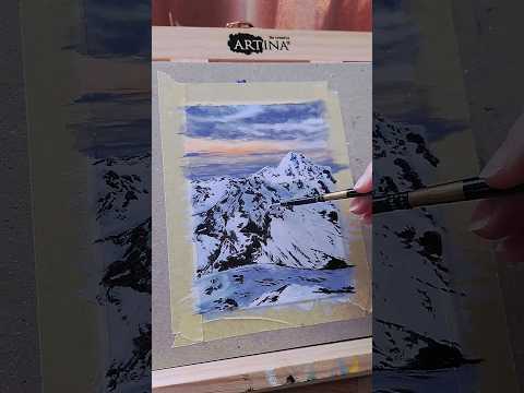 Painting Snowy Mountains in Acrylics - Time Lapse
