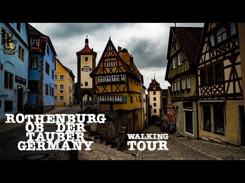 Rothenburg ob der Tauber Alemanha, a cidade velha de conto de fadas - maio de 2023 - Passeio a pé 4K 60fps