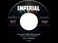 1958 HITS ARCHIVE: I Want You To Know - Fats Domino