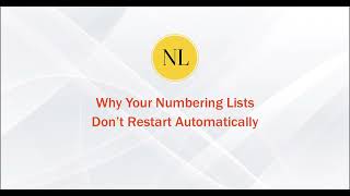 Microsoft Word: Why Won't My Numbered Lists Restart Automatically