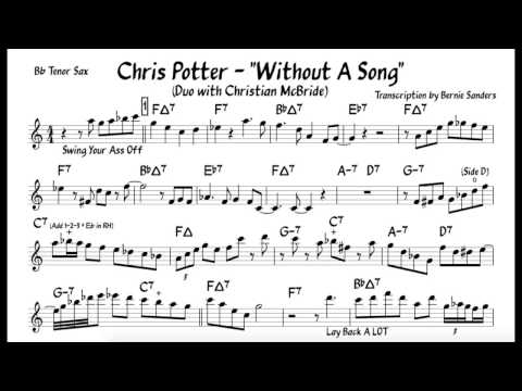 Chris Potter Tenor Sax Solo on "Without A Song" (Transcription)