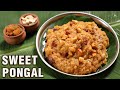 Sweet Pongal Recipe Using Jaggery Milk Easy Sweet Pongal In Pressure Cooker Sakkarai Pongal