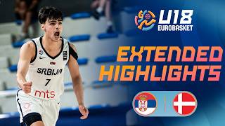 Group Phase: Serbia 🇷🇸 vs Denmark 🇩🇰 | Extended Highlights | FIBA U18 EuroBasket