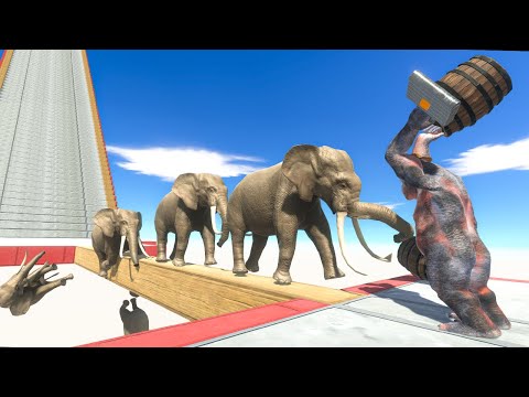 60x Neighbors go down Stairs and attack Goro Lawyer - Animal Revolt Battle Simulator