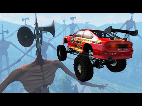 Crazy Cars Crashes with Siren Head Monster - BeamNG Drive Game Horror Compilation
