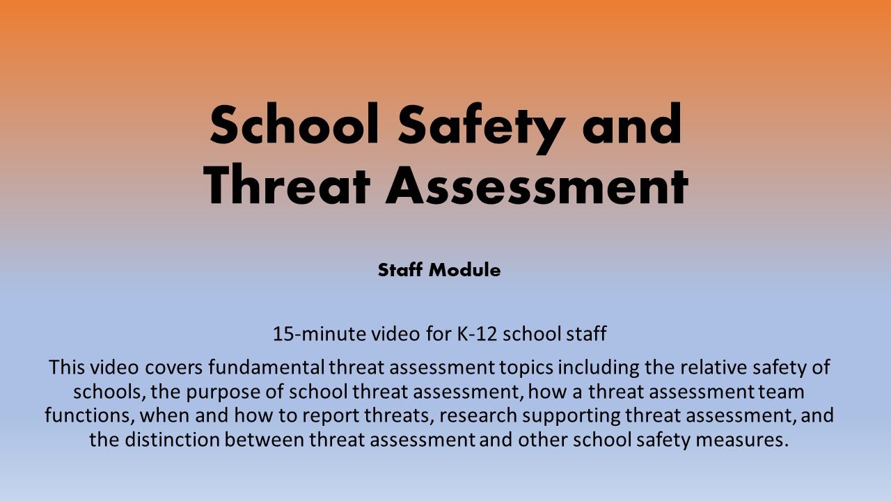 School Safety and Threat Assessment for School Staff