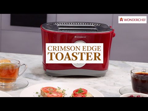 Crimson Edge Slice Toaster with Defrost, Reheat & Cancel Function | 800 Watt | 2 Bread Slice Automatic Pop-up Electric Toaster | 7- Level Browning Controls | Auto Shut Off | Mid Cycle Cancel Feature | Removable Tray | Easy to Clean | Red | 2 Year Warranty