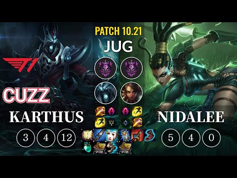 T1 Cuzz Karthus vs Nidalee Jungle - KR Patch 10.21