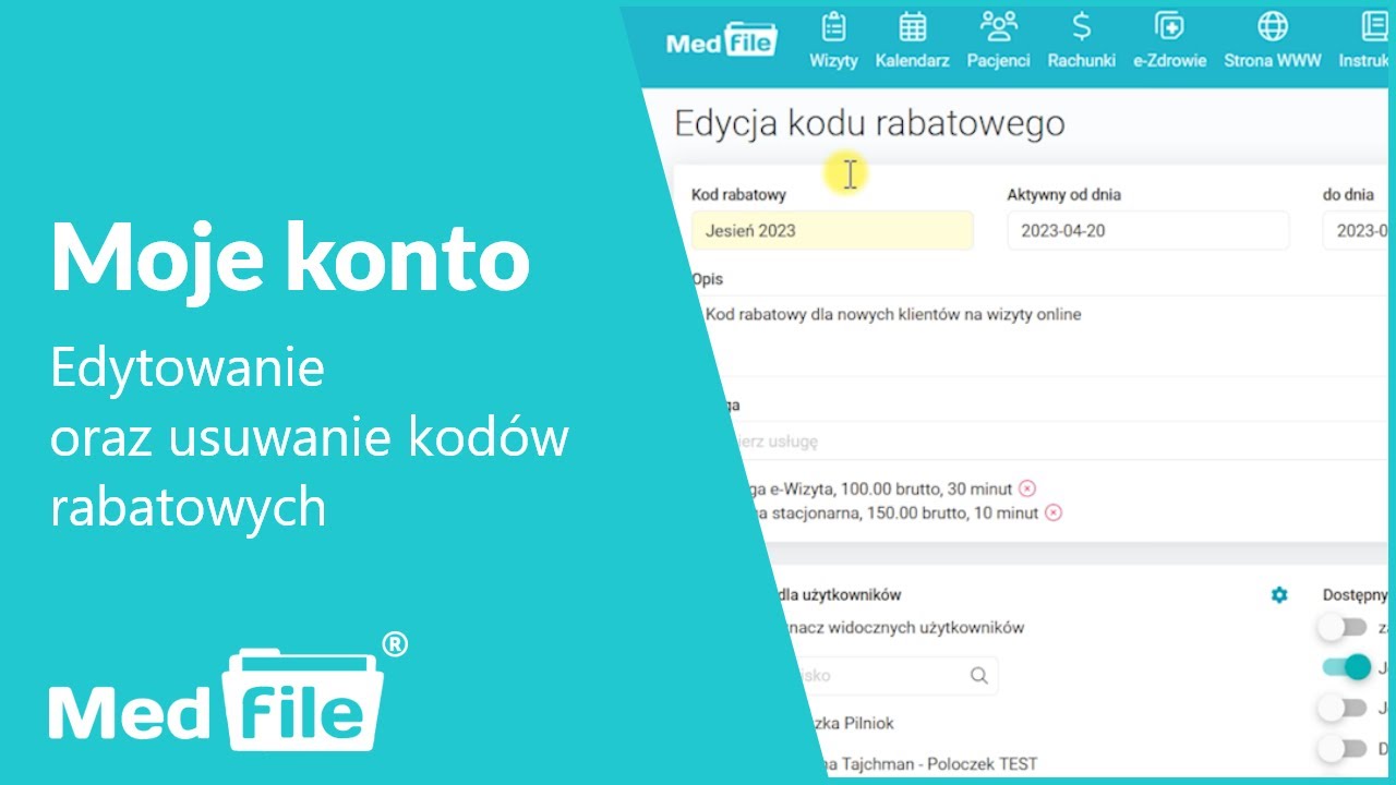 Edytowanie oraz usuwanie kodów rabatowych
