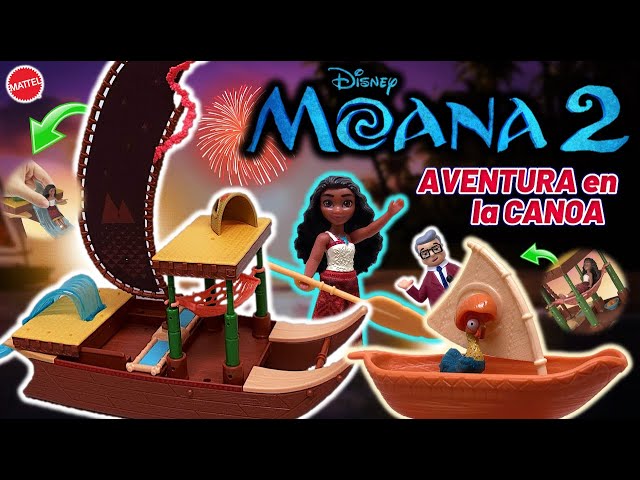 Vídeo relacionado con Mattel Disney Vaiana 2 Canoa de aventuras Conjunto de juego con canoa flotante, muñeca pequeña, 1 personaje amigo, 6 áreas de juego y 10 accesorios, JBT78