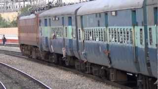 preview picture of video 'Indian Railways AC electric locomotive WAP-4 #22341 hauls Ernakulam Express'