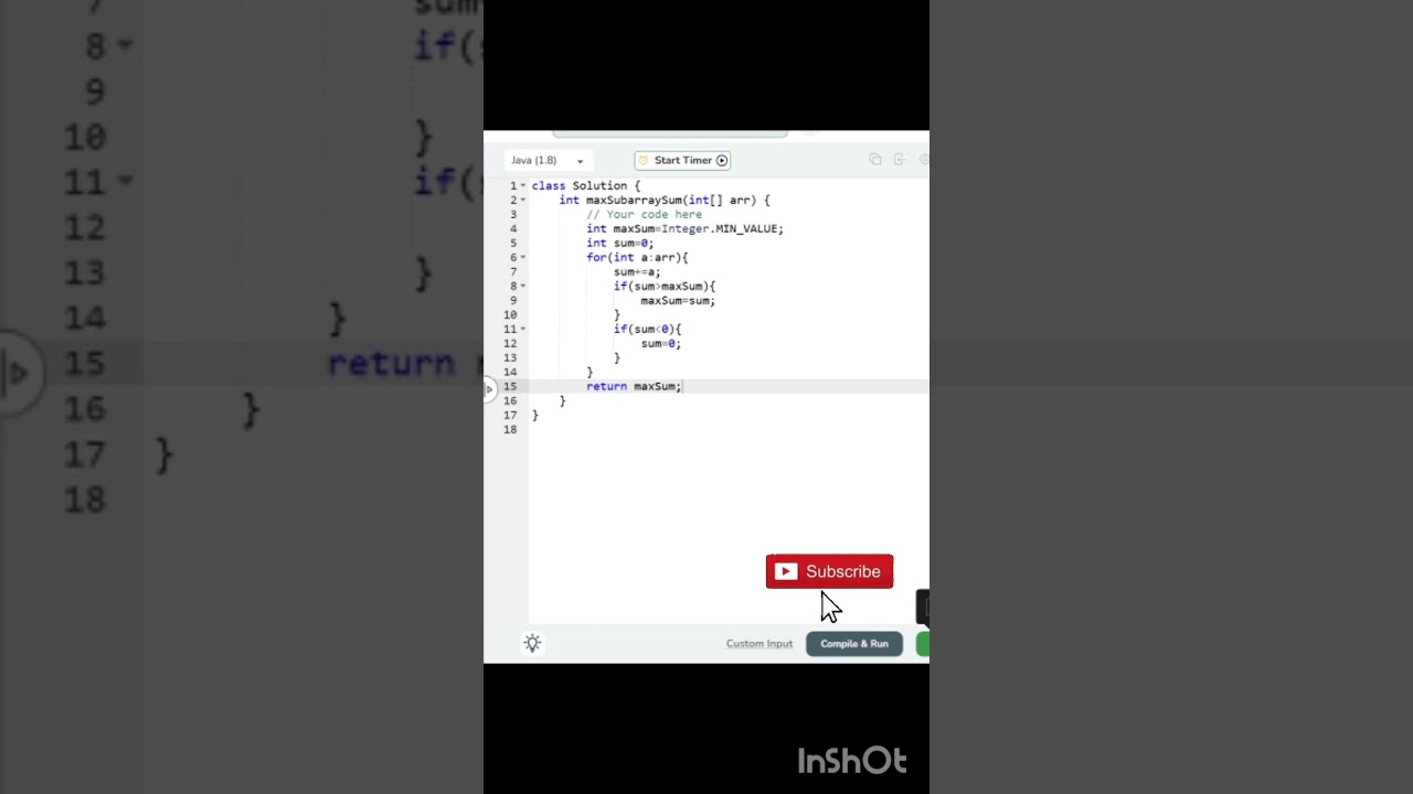 GFG 160| Day -10 kadane's Algorithm  java program #gfg160#gfgsolutions  #gfgdsa160 #gfgday9
