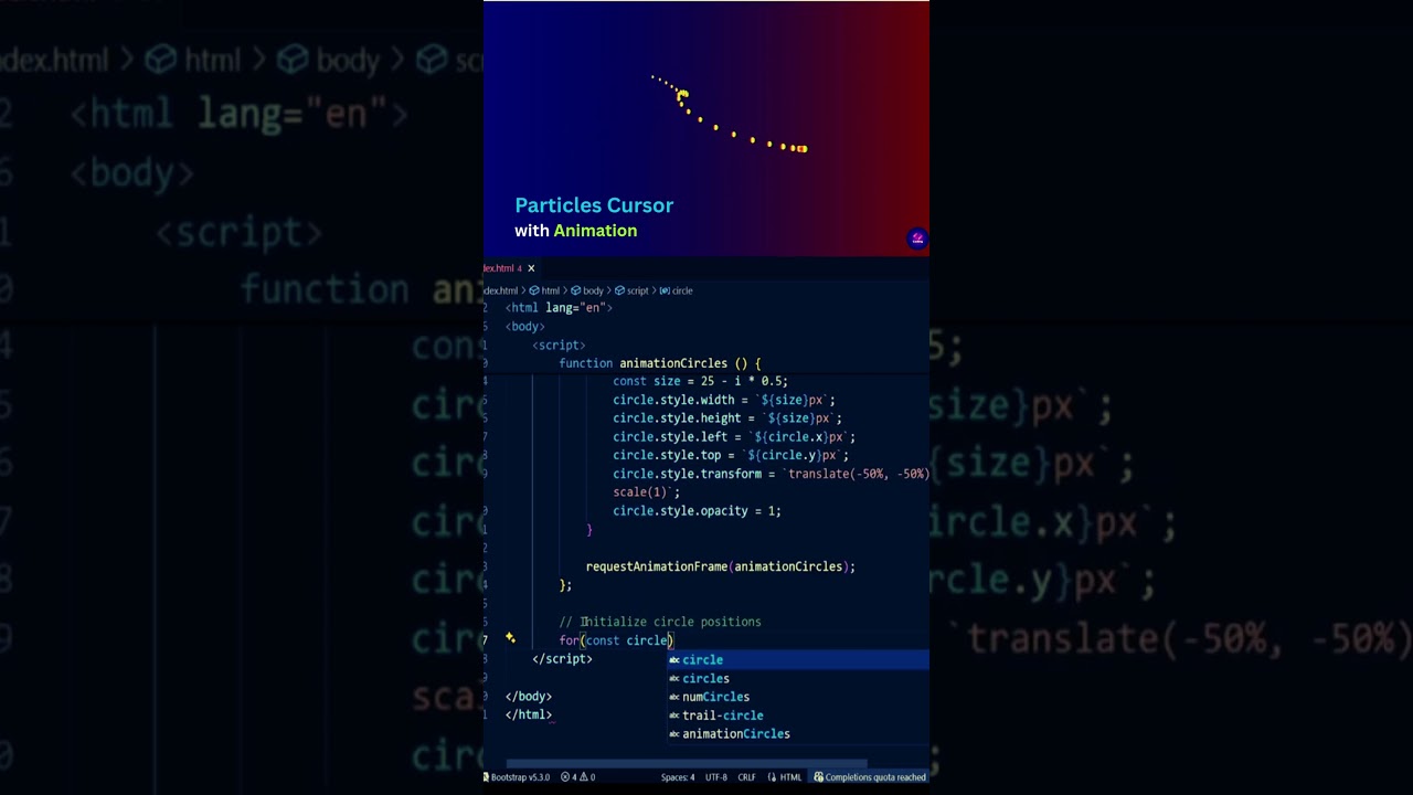 Particles Cursor Effect Using HTML, CSS & JAVASCRIPT  Tutorial 2025 #coding #cssanimation
