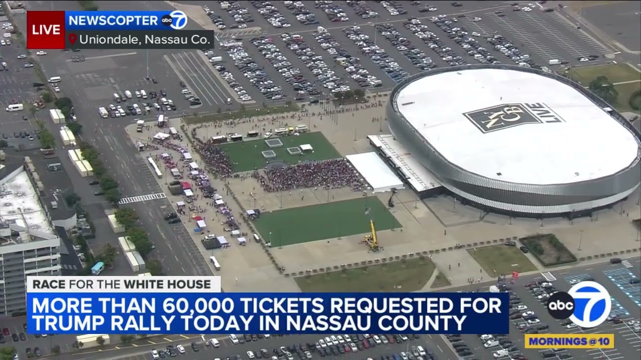 Trump supporters line up hours in advance of rally on Long Island
