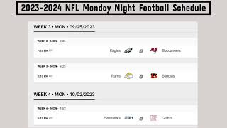 NFL Monday Night football 2023 24 games schedule