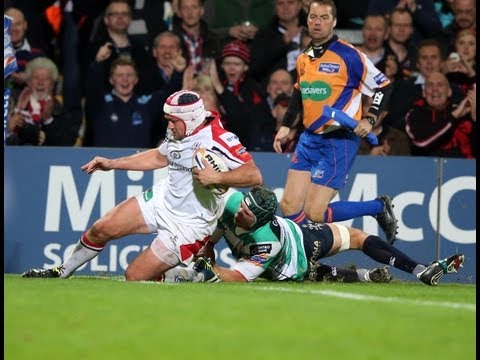 Big Hit on Luke Marshall as Rory Best Scores try Ulster v Benetton Treviso 27th Sept 2013