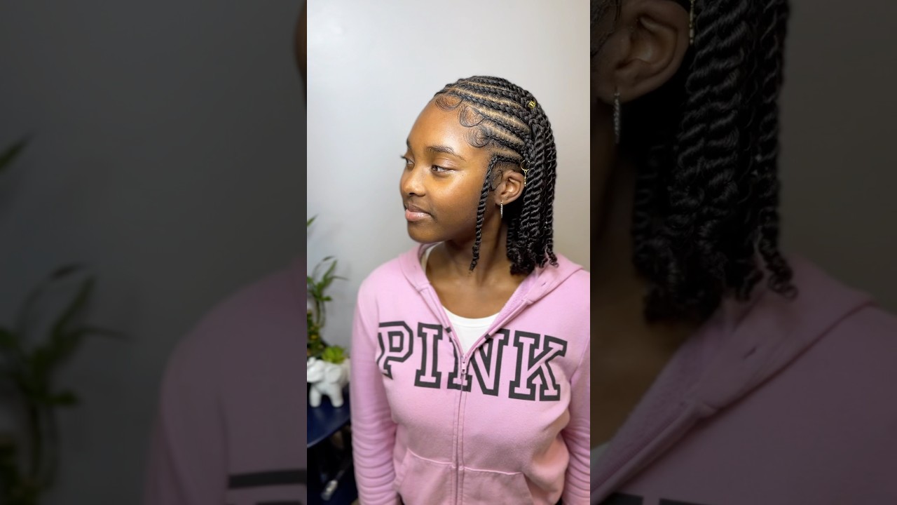 Cornrow and twist combo natural hairstyle