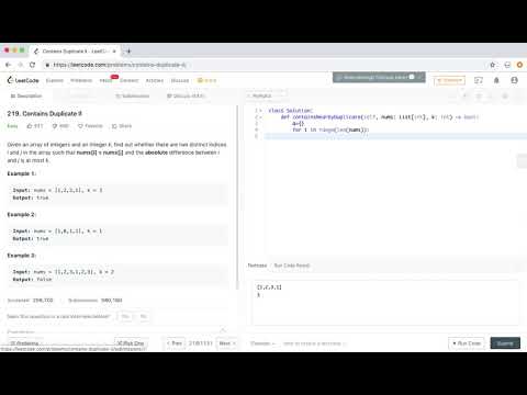 LeetCode - 219  Contains Duplicate II - Python