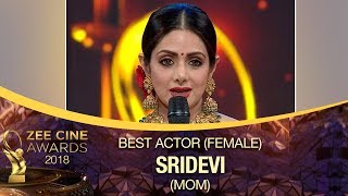 Sridevi WON Best Actress Award  MOM Movie  Zee Cin