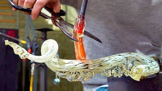 How to Make Beautiful Dragon by Melting Glass in Hot Kiln. Delicate Glass Craftsmanship