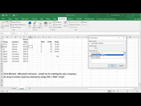 Create a Macro in Excel for printing by Chris Menard